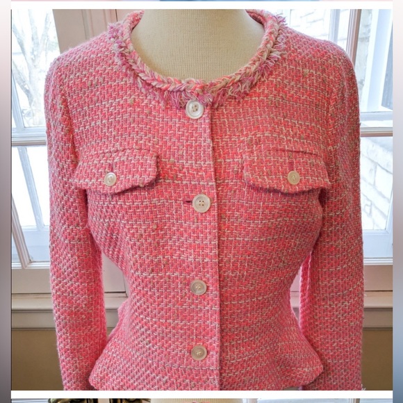 J.Crew Peplum Lady Jacket in Neon Fuschia Tweed - Picture 10 of 14